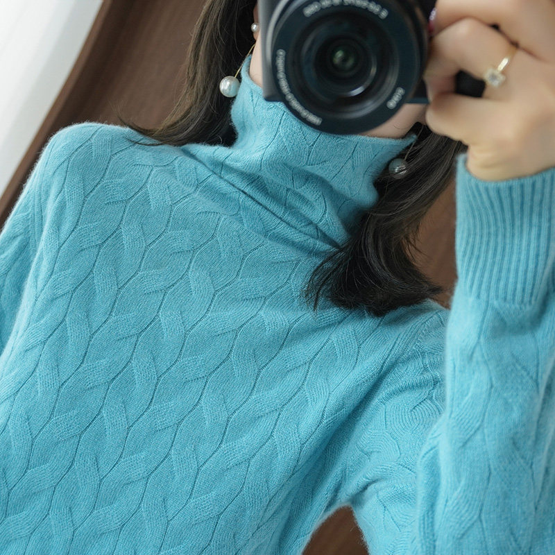 2021 NEW FOREIGN PIE HIGH COLLAR SWEATER LADY LOOSE WITH LAZY TWIST SPRING AUTUMN KNIT INSIDE A HIGH COLLARS UNDERSHIRT