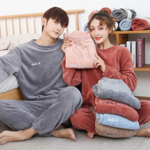 Fairy warm pants suit men's pants loose loosely wearing coral velvet couple pajamas in autumn winter