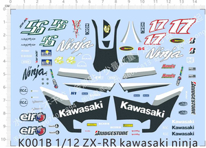 Motorcycle Model 1:12 ZX-RR Kawasaki (Racing Car Stickers) Neutral Logo. Special Water Sticker [K001b]]