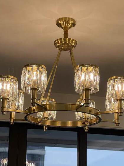 American crystal chandelier, all-copper light luxury living room lighting, luxurious and atmospheric dining room bedroom, Zhongshan lighting manufacturer direct sales