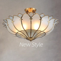 European-Style Bedroom Ceiling Lamp, All-Copper Retro Living Room Lamp, High-End Atmospheric American Light Luxury Lamps, Zhongshan Factory Direct Sales