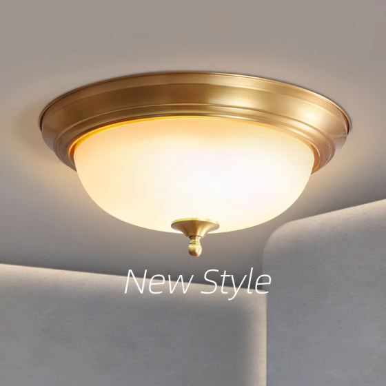 All-Copper Ceiling Light, American Retro Country Style, Light Luxury for Balcony, Study, Master Bedroom Lighting, Direct Sales from Guangdong Zhongshan Manufacturer