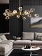 Nordic Crystal Chandelier All Copper Light Luxury Living Room Lamp Dining Room Bedroom Internet Celebrity Molecule Lamp Zhongshan Lamp Manufacturer Direct