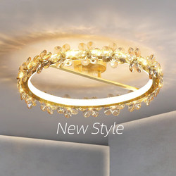 Flower Crystal Ceiling Lamp All Copper Post-Modern Light Luxury Room Lamp Internet Celebrity Master Bedroom Lamp Zhongshan Factory Direct Sale