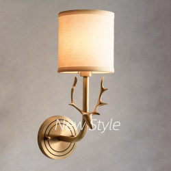 All-Copper Wall Lamp American Country Antlers Bedroom Bedside Lamp Nordic Balcony Light Luxury Guangdong Zhongshan Factory Direct Sale