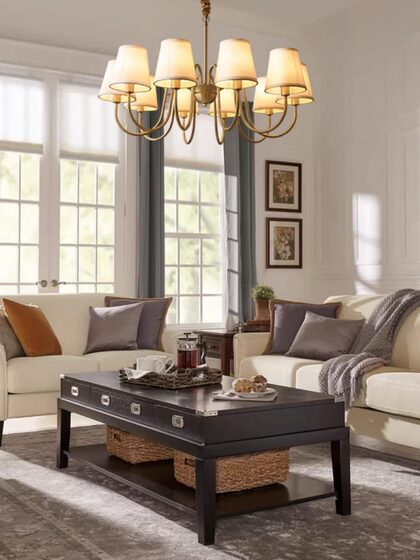 All-Copper Chandelier American Retro Country Living Room Lamp Dining Room Bedroom Light Luxury Lamp Guangdong Zhongshan Lamps Factory Direct Sale