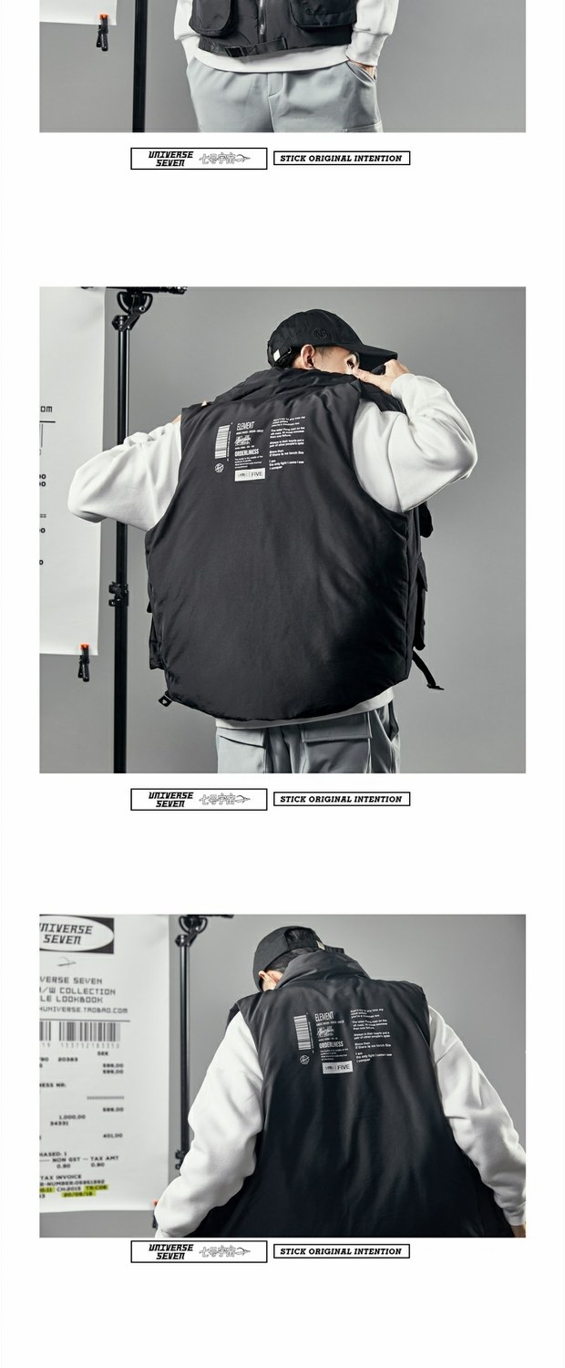 Số 7 vũ trụ mùa đông xu hướng ban đầu thể thao Mỹ in thư đa dụng cụ bông vest vest bông nam áo ba lỗ nam form rộng