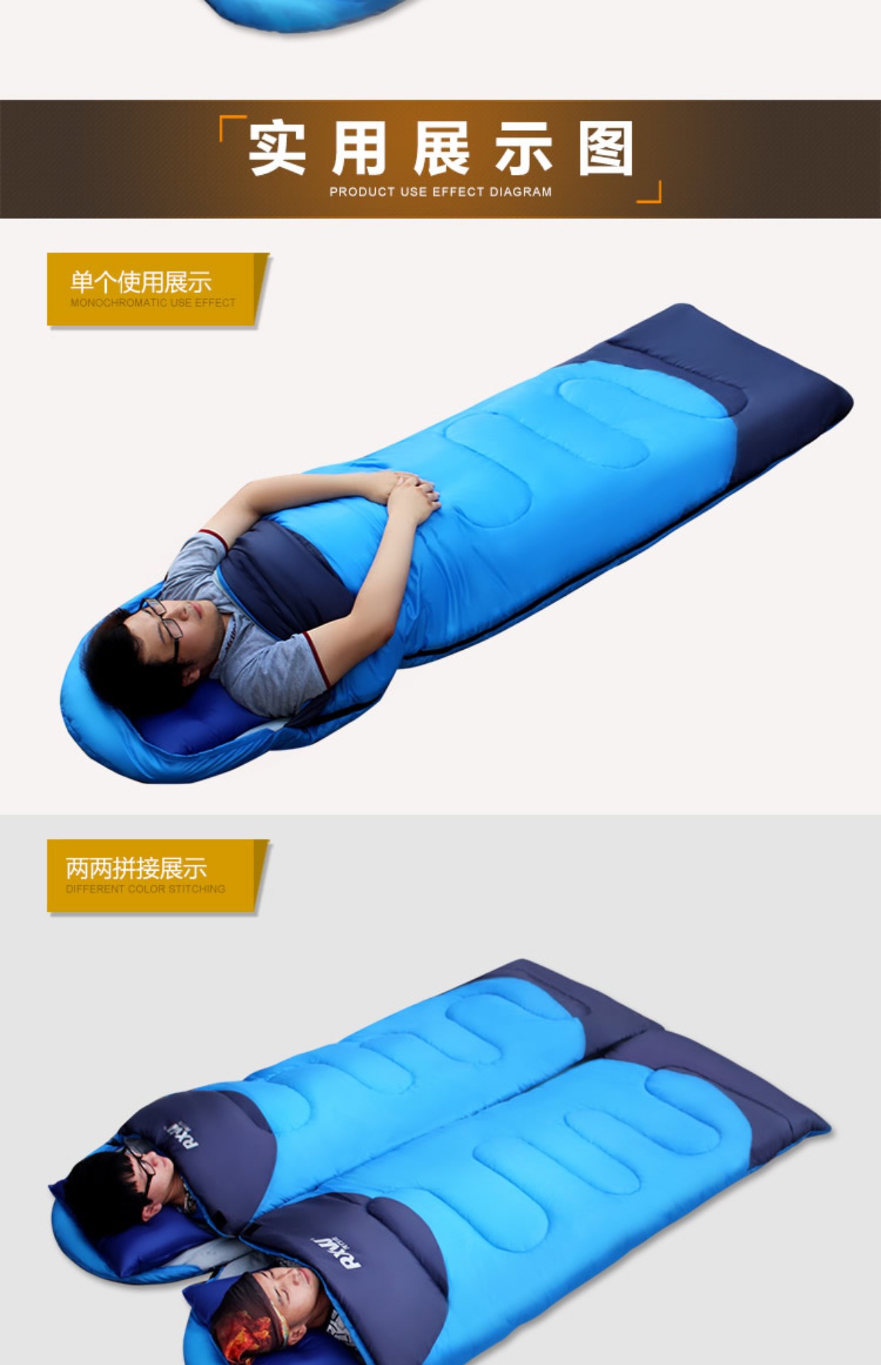 Túi ngủ mùa xuân và mùa thu Du lịch ngoài trời dành cho người lớn đôi đơn Trong nhà nghỉ trưa trong nhà dày ấm xuống túi ngủ cotton cá mập túi ngủ