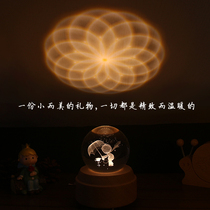 Rotating crystal ball music box Sky City little Prince rose wooden music box girl birthday gift
