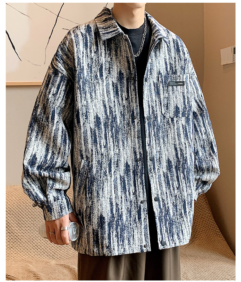 Джинсовая рубашка 牛仔衬衫男春秋季2025新款小香风上衣服潮牌青少年高级感夹克外套