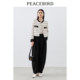 PEACEBIRD Black and White Striped Small Fragrance Jacket Women's 2024 Spring New Gold Button French Short Textured Top