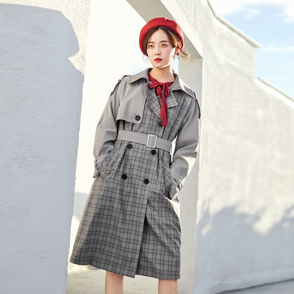 Trench pour femme PEACEBIRD    en Polyester - Ref 3226348 Image 4