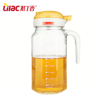 Lilac glass oil pot large thick leak-proof oil pot soy sauce bottle vinegar bottle quantitative oil bottle kitchen supplies