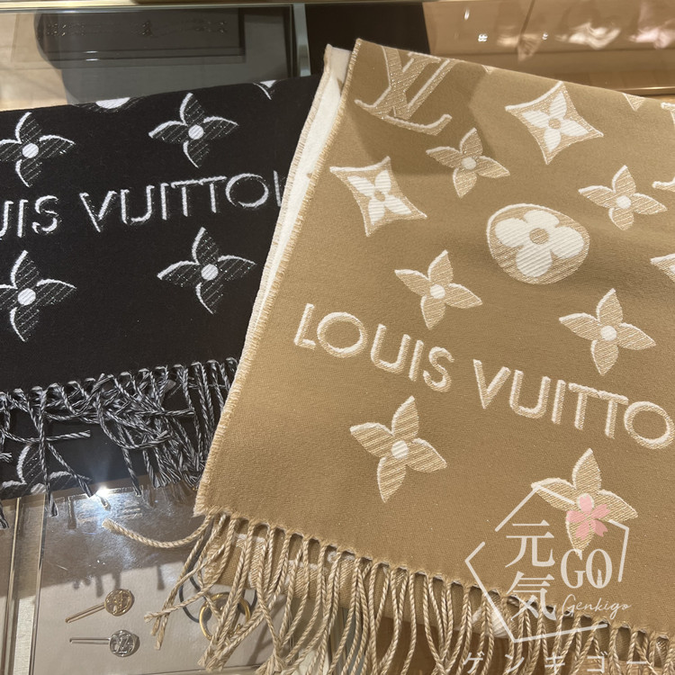Yuan Qi purchased Japanese direct mail lv2022 new wool scarf black M78159 milk tea color M78160