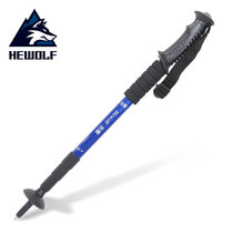 Male wolf outdoor straight handle aluminum alloy hiking poles Hiking supplies Crutches four telescopic lightweight hiking poles