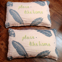 yiran pure cotton adult couple high-grade latex pillow Nordic Gauze pillow towel a pair of 2 52x75