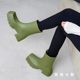 Paris square toe rain boots ins trend 2024 new niche design ugly shoes short tube thick sole waterproof rain boots women's fashion