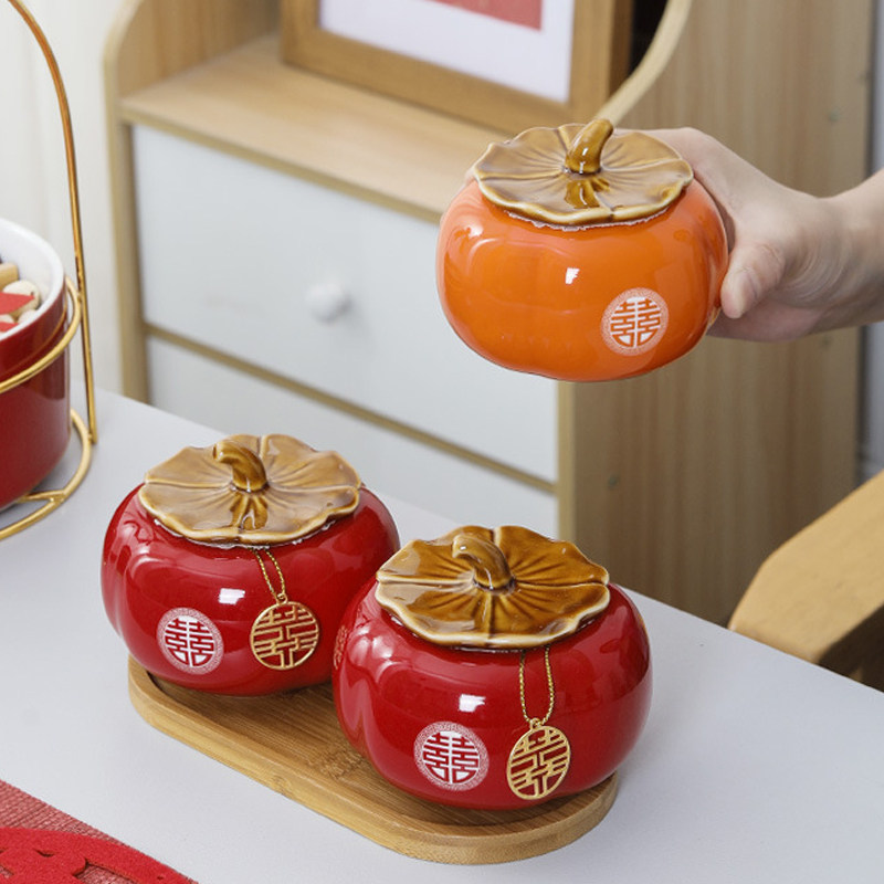 Persimmon Delight Sugar Box Tea Leaf Jars Wedding accompanied by wedding accompanied by Tomato Pendulum Gift Box Packaging Wedding-Taobao