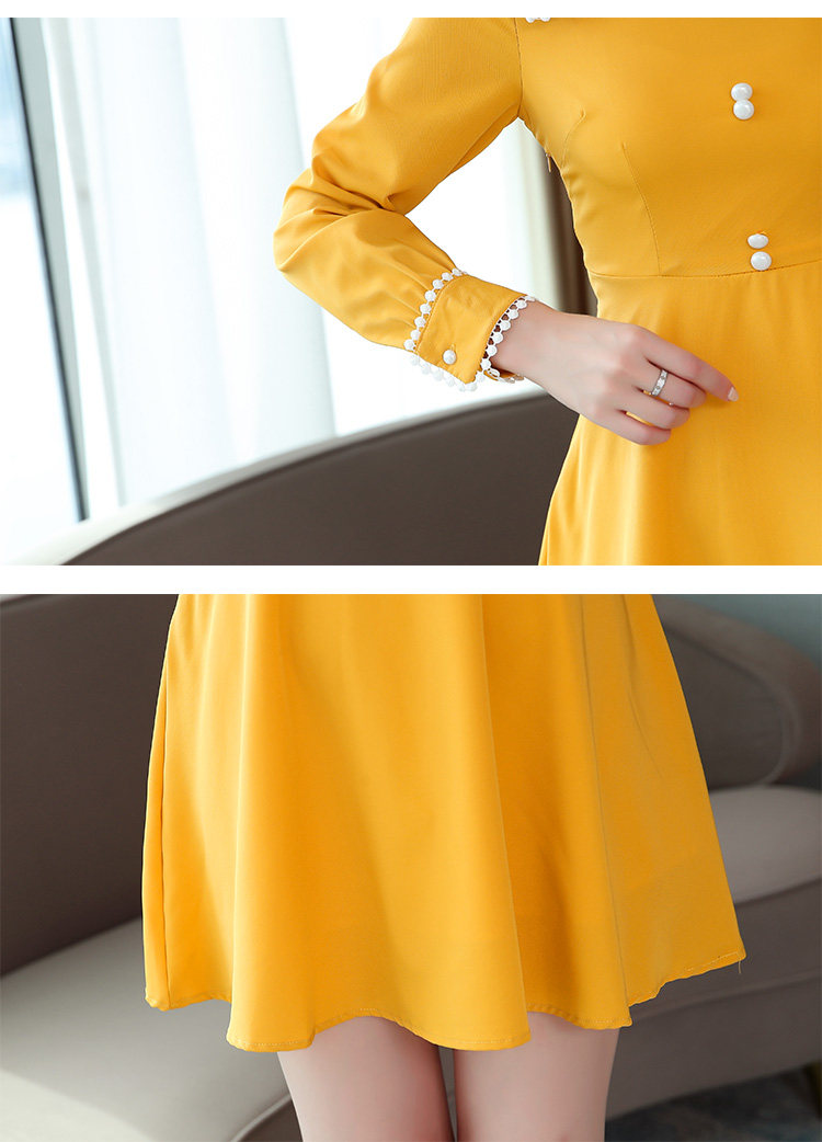 VK旗艦店 韓國風大翻領氣質修身顯瘦長袖洋裝