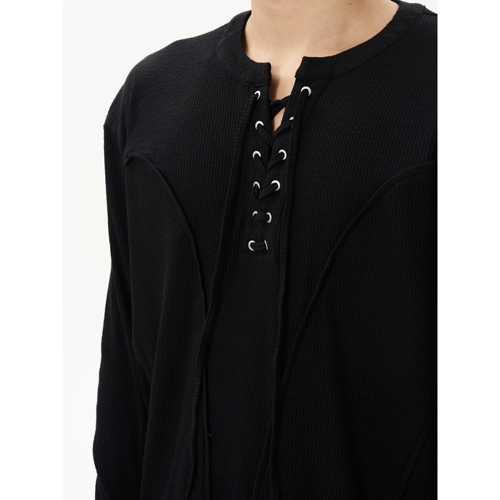 Весенний дизайнерский приятный телу лонгслив для влюбленных, в американском стиле, на шнурках, тренд сезона