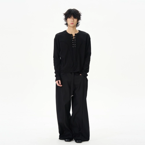 Весенний дизайнерский приятный телу лонгслив для влюбленных, в американском стиле, на шнурках, тренд сезона