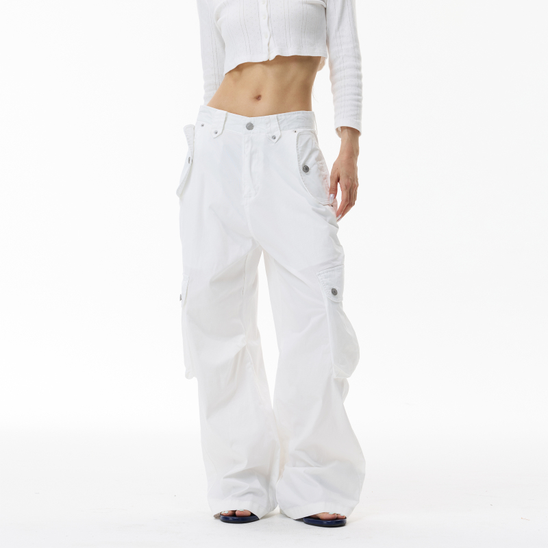 Tailang's Shop Summer American Street Style White Pants Unisex Trendy Brand Parachute Cargo Pants Couple's Wear Tailang's Shop Summer American Street Style White Pants Unisex Trendy Brand Parachute Cargo Pants Couple's Wear
