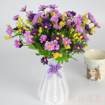 Simulation of small chrysanthemum 7 fork rich jump chrysanthemum small bouquet living room table coffee table decorative ornaments plastic fake flowers