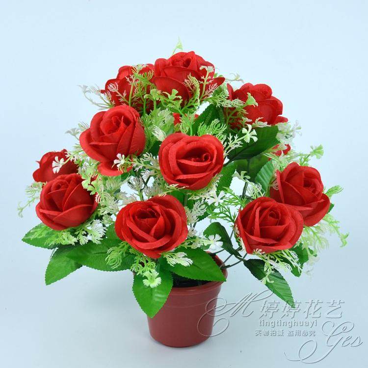 New Products Shelves Manufacturers Emulation Festivals With Flowers of Flower Flowers Rose Fake 13 Head Wonderland Peach Roseberry clear Ming flowers