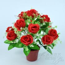 New products on the shelf manufacturers simulation festival flower silk flower rose fake 13 Xiantao rose bonsai Qingming flower