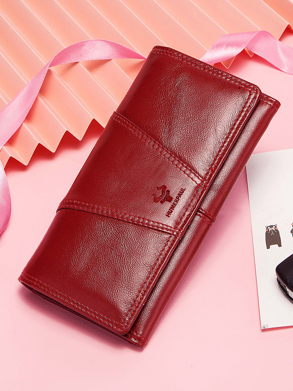 First-Layer Cowhide Wallet for Women, Long Zipper Wallet, Genuine Leather Wallet, Multi-Card Slots, Coin Holder, Leather Bag, Card Holder, Wallet