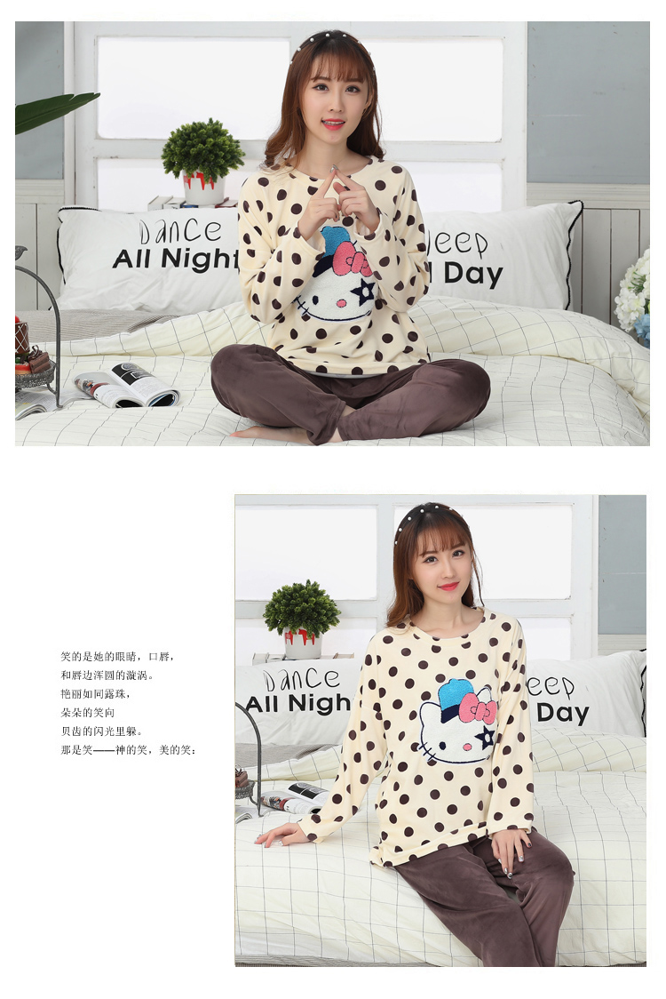 Mùa thu và mùa đông phụ nữ dễ thương đồ ngủ nhung đảo phiên bản Hàn Quốc của dịch vụ nhà lông cừu san hô có thể được mặc bên ngoài bộ đồ ngủ học sinh bộ đồ