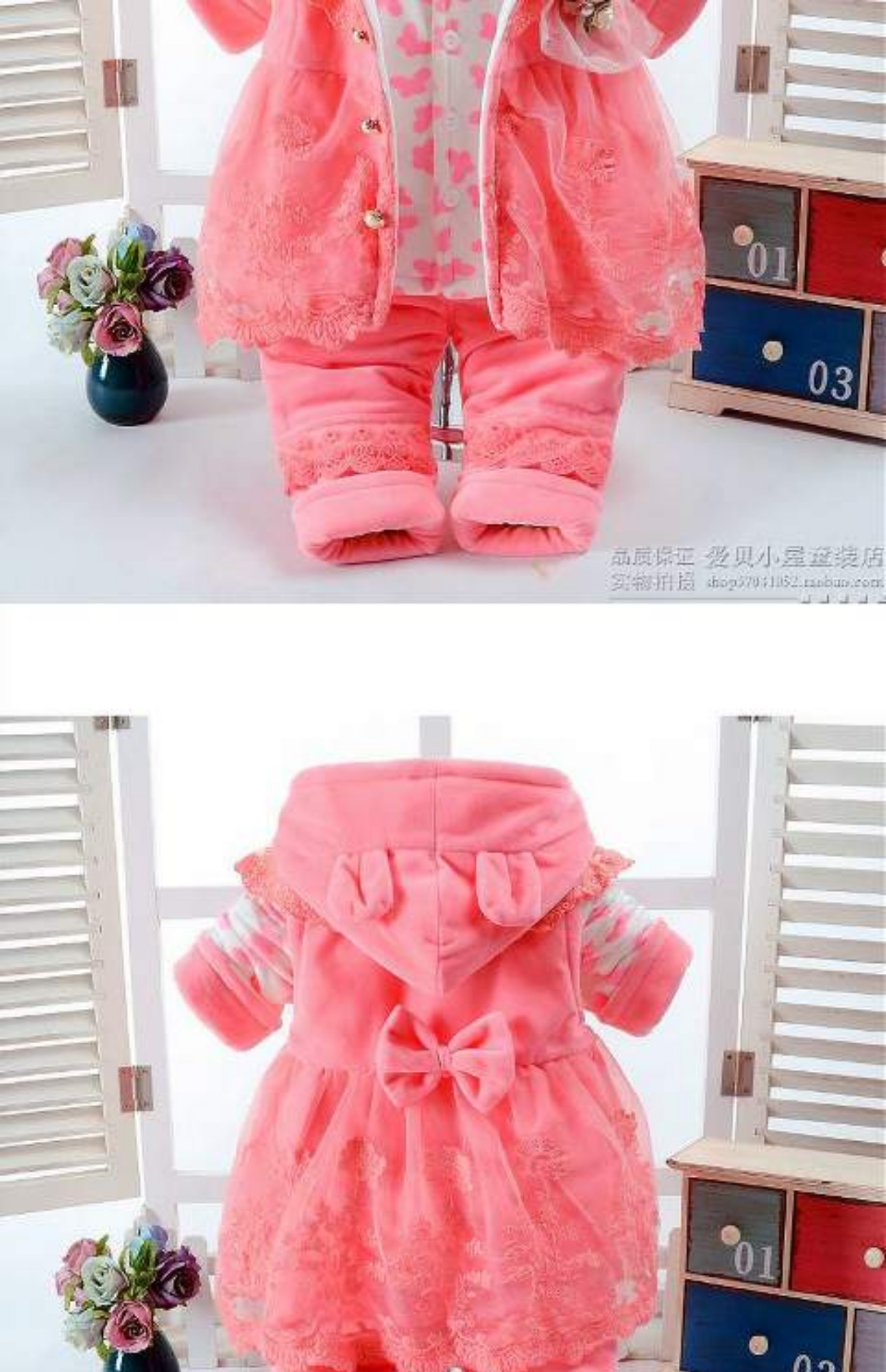 Quần áo bé gái mùa thu đông 0-1-2 tuổi 3-9 tháng Quần áo bé gái mùa thu bé bé cotton ba mảnh phù hợp với thủy triều quần dài cho bé gái