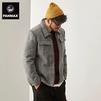 Nhãn hiệu thủy triều PANMAX cỡ lớn quần áo nam kích thước lớn áo khoác mùa đông ngắn đoạn cộng với phân bón để tăng áo áo khoác bò nam
