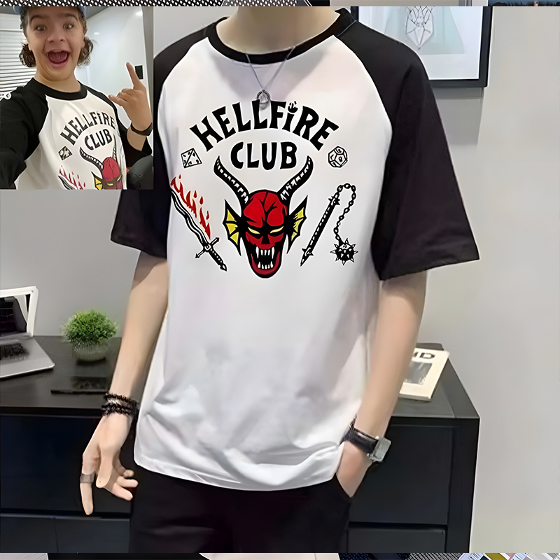 Stranger Things Merchandise Same Style Printed Short-Sleeve T-Shirt Hellfire Club Unisex Cosplay Clothing Summer