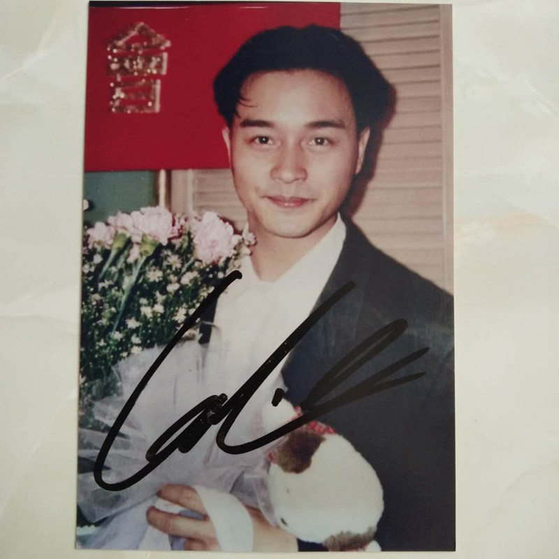 【ダイヤモンド・エディション】レスリー・チャン直筆サイン入り写真、レスリー・チャングッズ、コンサートサイン入りアートコレクターズ・エディション