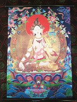 Cloth scroll White mother figure Tibetan Buddhist portrait Height 60 cm