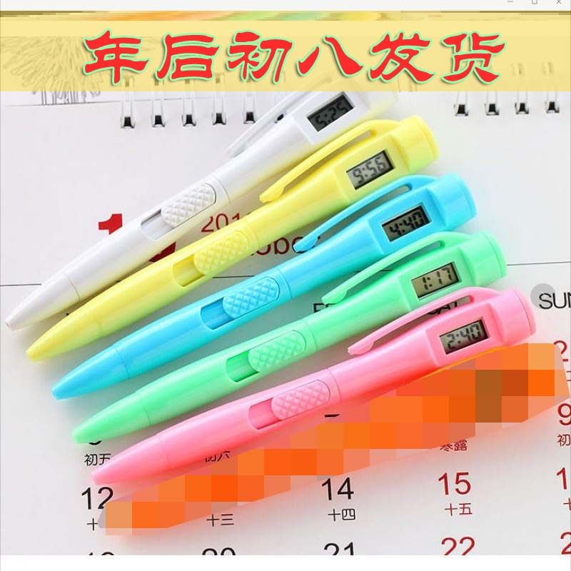 Creative Clock Chronograph Band Time Electronic Watch Cartoon Cute Elementary School Ball Pen Candy Color Exam with Clock