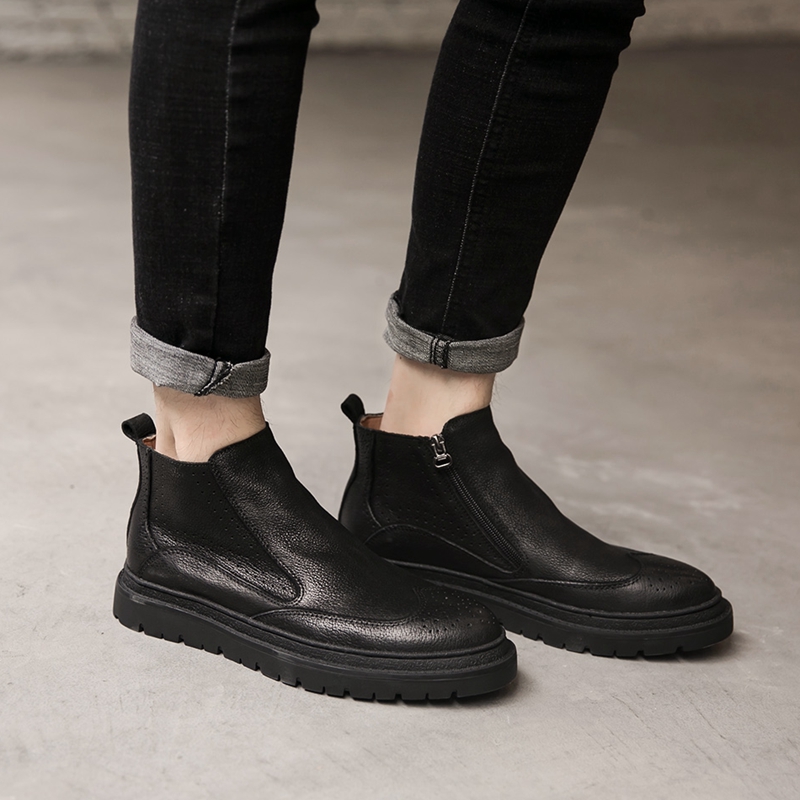 European and American retro leather Martins autumn and winter men's thick-soled casual short boots England Joker high-barrel men's shoes tide