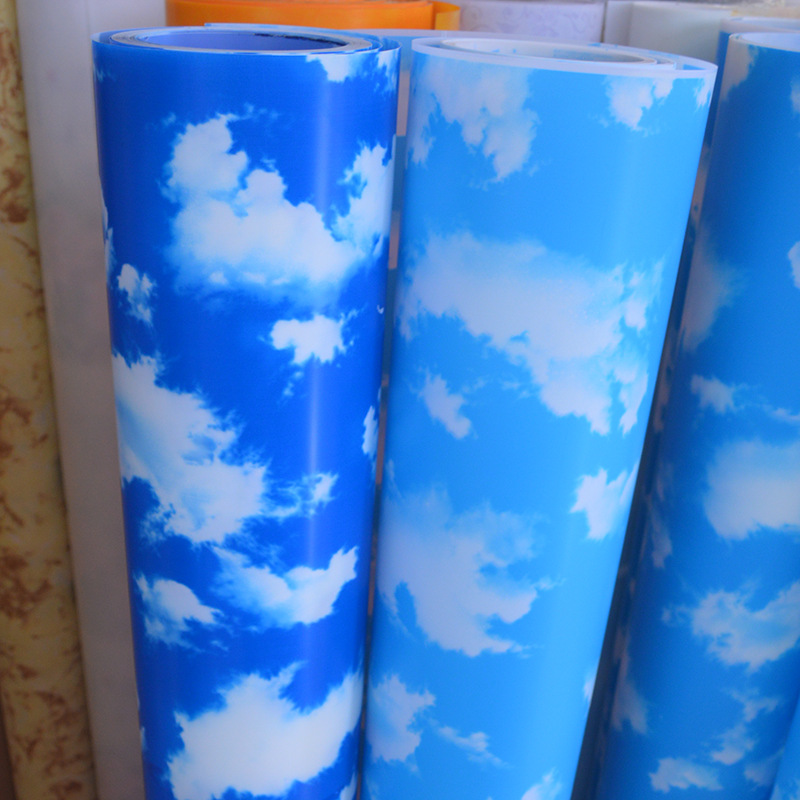 Parchment paper pvc lamp shade material blue sky white cloud family clothing suspended ceiling wood carved flower plate flower lattice light transmission light sheet film diy