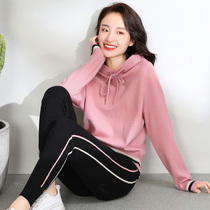 Free breathing sportswear suit womens spring and autumn 2021 new fashion Korean version of the sweater long-sleeved slim casual two-piece set