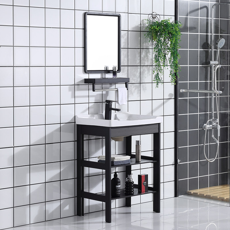 Space aluminum floor-to-ceiling washbasin cabinet combination washbasin bathroom small apartment washbasin one free punch