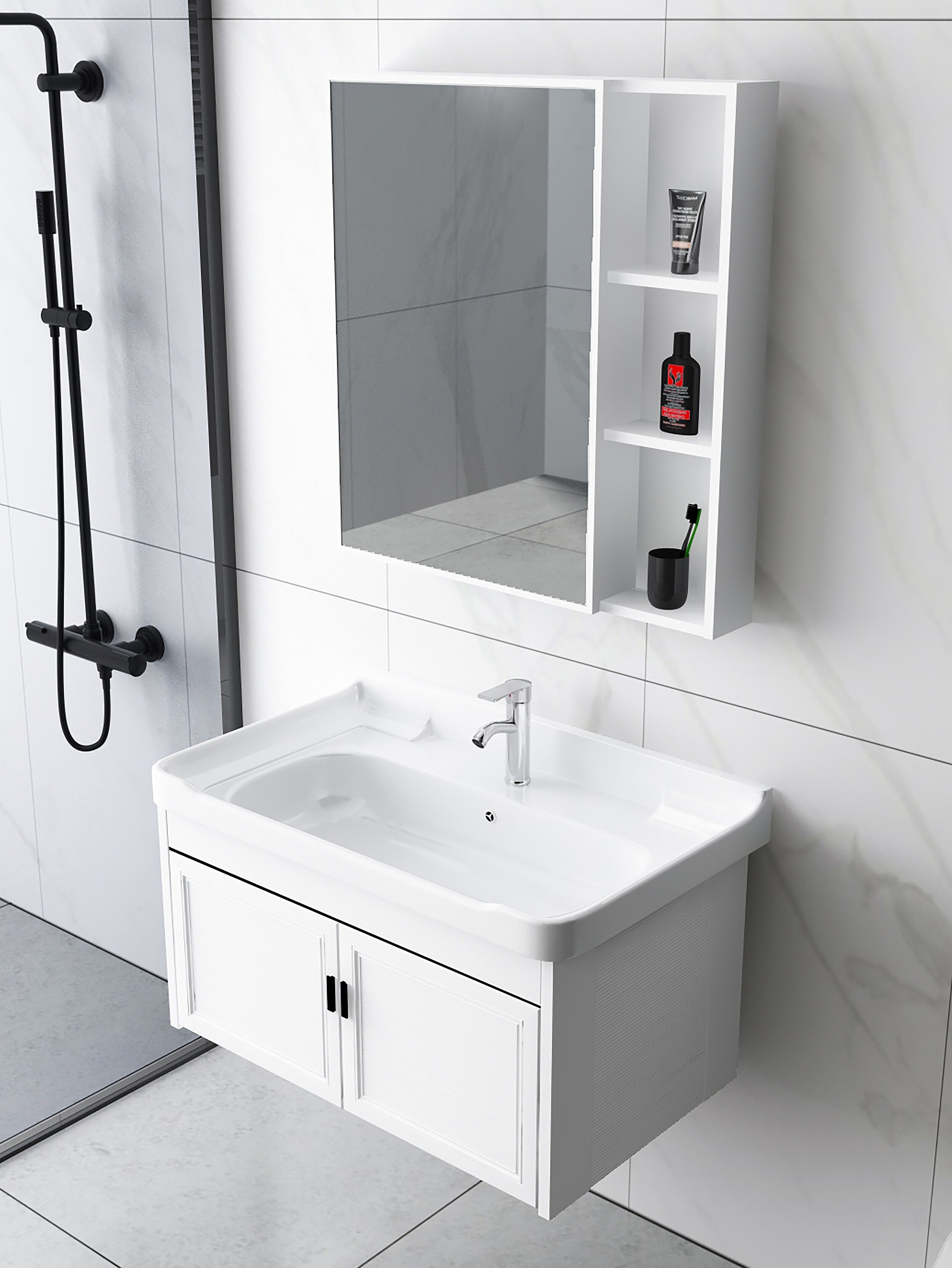 Bathroom set Bathroom cabinet combination washbasin washbasin washbasin Integrated makeup room washbasin Small apartment Light luxury