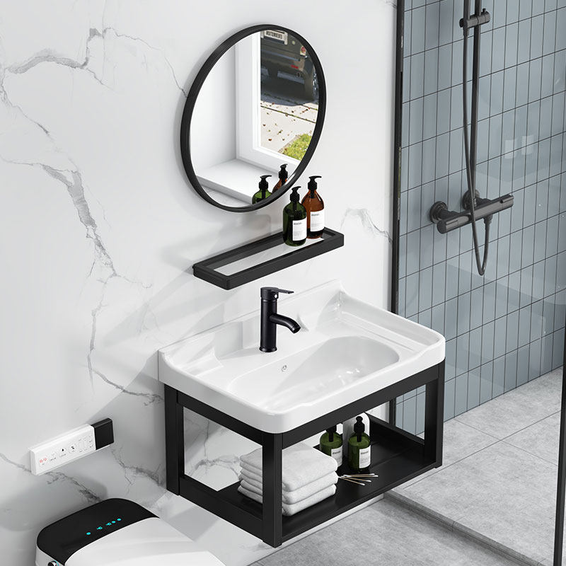 Ceramic space aluminum wall-mounted washbasin washbasin cabinet combination home bathroom small apartment simple washbasin