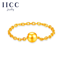 iiCC gold ring Stellar ring female 5G pure gold 999 bead ring to send girlfriend gift