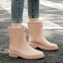 Pull back rain shoes womens fashion style outer wear non-slip mid-tube short-tube water shoes summer adult sweet rain and rain boots
