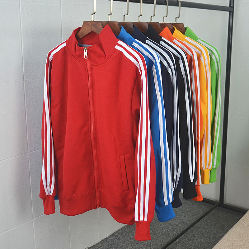 【Xiaobai's Home】Spring and Autumn Japanese-Style Artistic Internet Celebrity Long-Sleeve Three-Stripe Jacket Zipper Sweatshirt for Men and Women Couples Sports