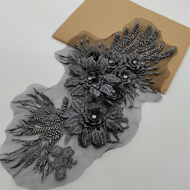 New Mesh Fabric with Bead Embroidery, Sequins, 3D Embroidery Flowers, Rhinestone Patches, Applique for Stage Performance Costumes and Accessories New Mesh Fabric with Bead Embroidery, Sequins, 3D Embroidery Flowers, Rhinestone Patches, Applique for Stage Performance Costumes and Accessories