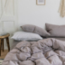 Nordic đơn giản rắn màu bông rửa lanh trang bị denim giường bông chăn 1,8 / 1,5 m single ba mảnh - Bộ đồ giường bốn mảnh chăn ga gối cao cấp nhập khẩu Bộ đồ giường bốn mảnh
