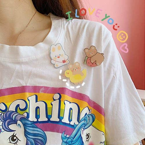 Мультяшная милая брошь, акриловый значок, булавка, сумка, упаковка, японские и корейские, с медвежатами