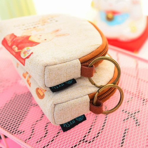 Мультяшные монеты, кошелек, маленькая сумка через плечо, милая ткань, ключница, короткий бумажник, Южная Корея